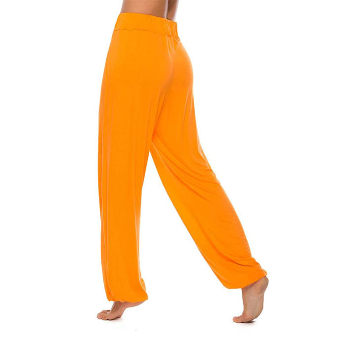 Beakey Women's Yoga Harem Pants Casual Loose Side Slit Hippie Long Pants-Orange-8006