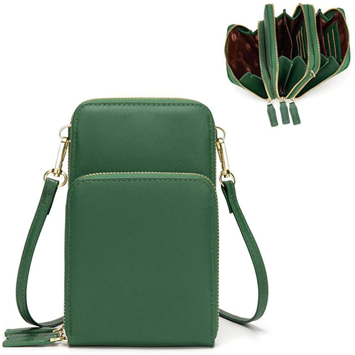 Beakey Crossbody Phone Bag for Women Small Shoulder Bag Cell Phone Wallet Purses and Handbags with 14 Credit Card Slots-Darkgreen