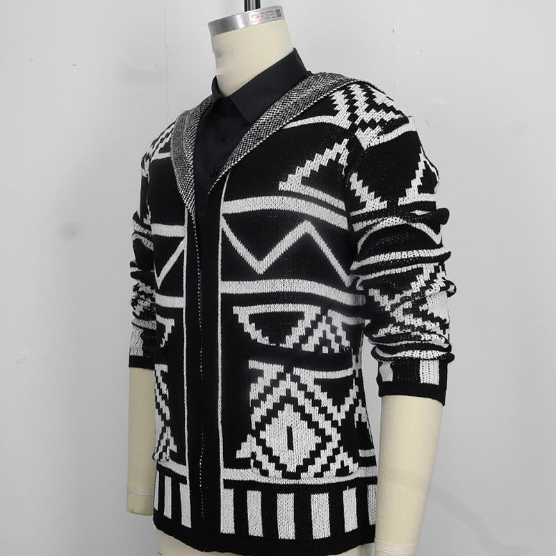 Beakey Mens Knitted Cardigan with Hood Long Sleeve Slim Fit Sweater