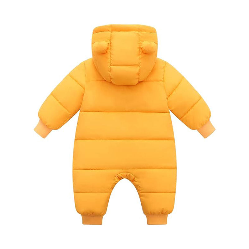 Beakey Cute Baby Snowsuit Zipper Closure Super Warm Hoodie Romper-Yellow