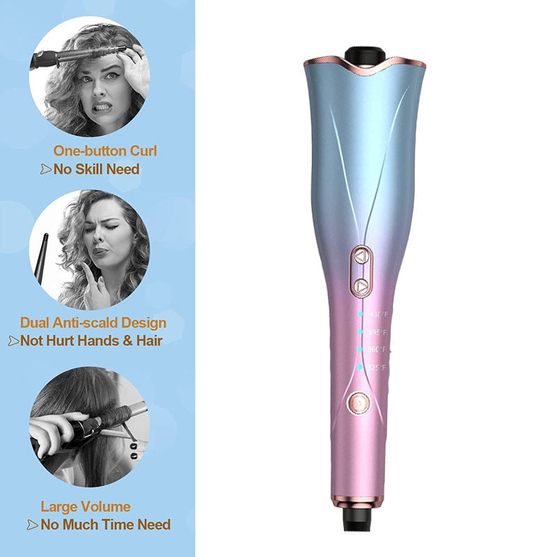 Beakey Auto Hair Curler with 4 Temps & 3 Timer Settings for Hair Styling-Blue Purple