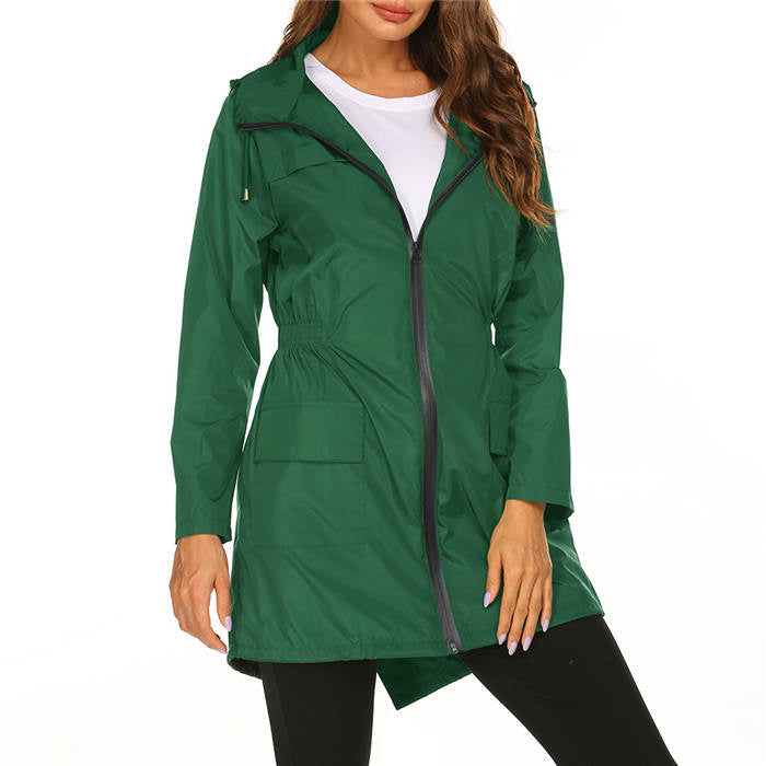 Beakey Rain Jackets Womens Lightweight Hooded Waterproof Outdoor Hiking Clothes-Grass Green-HYY0726