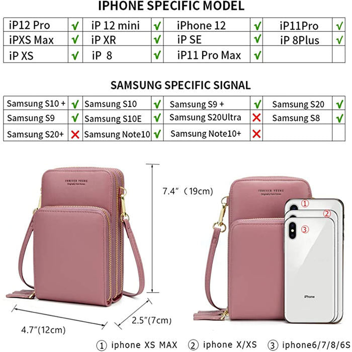 Beakey Crossbody Phone Bag for Women Small Shoulder Bag Cell Phone Wallet Purses and Handbags with 14 Credit Card Slots-Pink