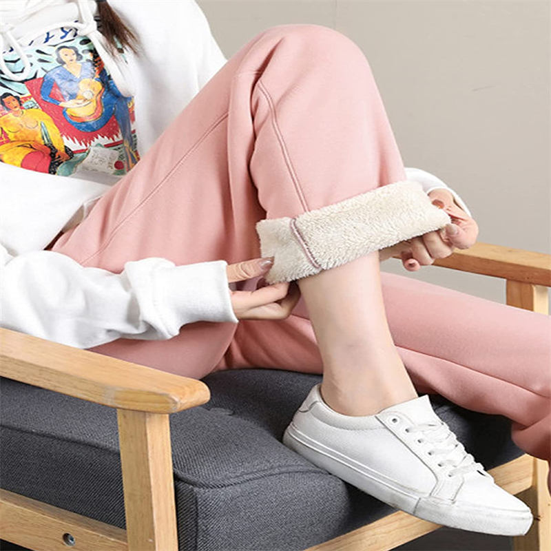Beakey Womens Warm Sweatpants Sherpa Lined Winter Athletic Jogger Pants-Watermelon Red