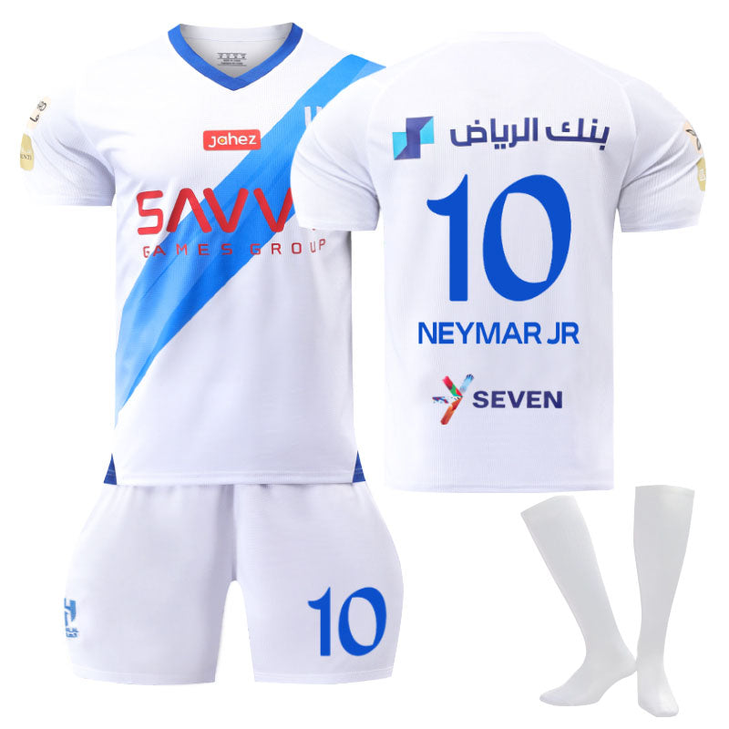 Beakey Al-Hilal Saudi Football Club Away Jersey NEYMAR JR #10 Soccer Jersey Kids Adult 3Pcs Jersey Kits