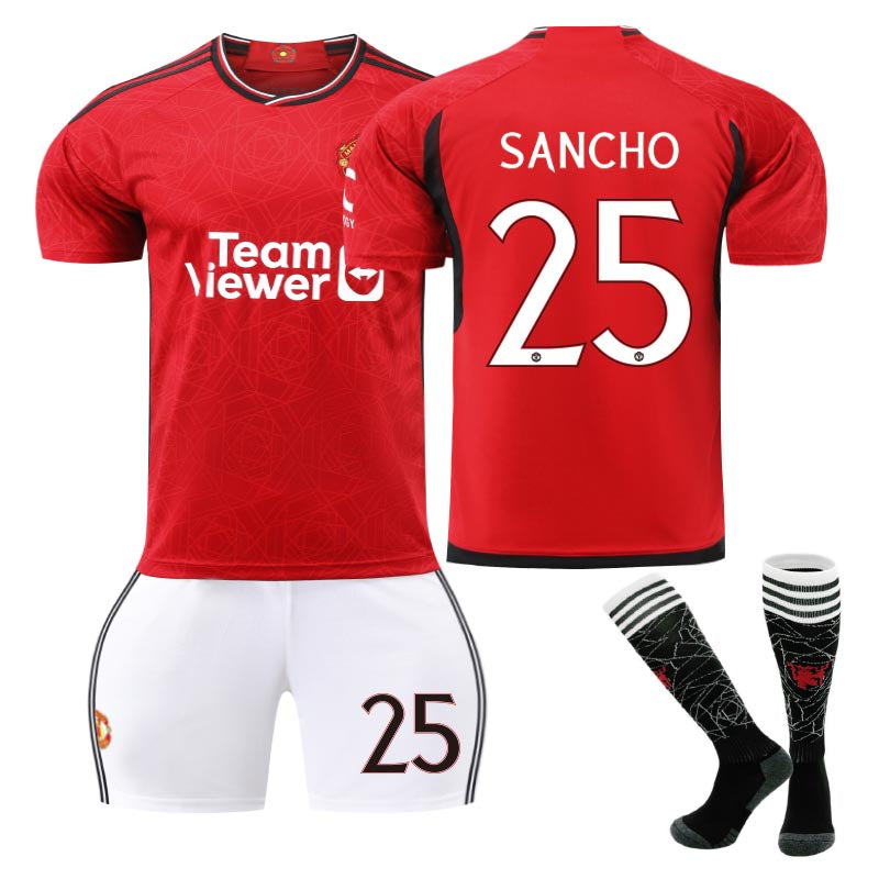 Beakey Red Devil Home Jersey SANCHO #25 Soccer Jersey Kids Adult 3Pcs Jersey Kits