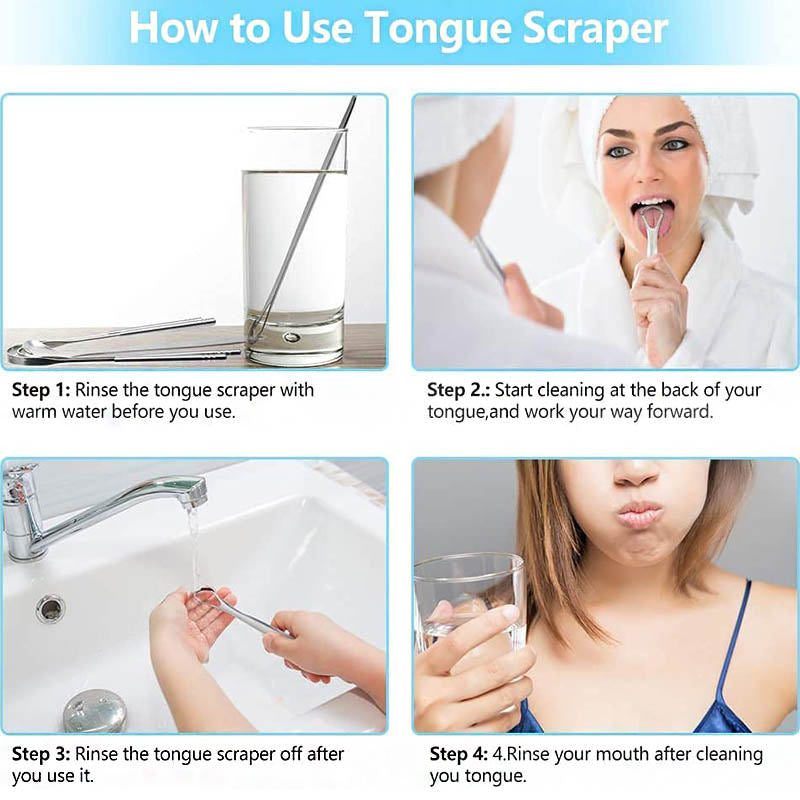 Beakey 2 Pack Stainless Steel Tongue Scraper Reduce Bad Breath Tongue Cleaners