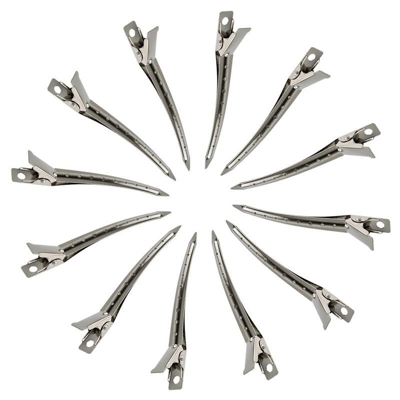 Beakey 12 Packs Duck Bill Clips 3.5 Inches Rustproof Metal Clips with Holes for Hair Styling