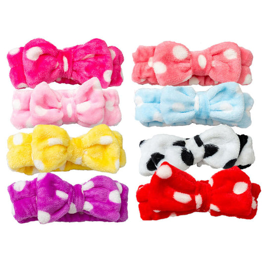 Beakey 8Pcs Makeup Headbands Fluffy Bow Hair Band for Washing Face Spa-Dot