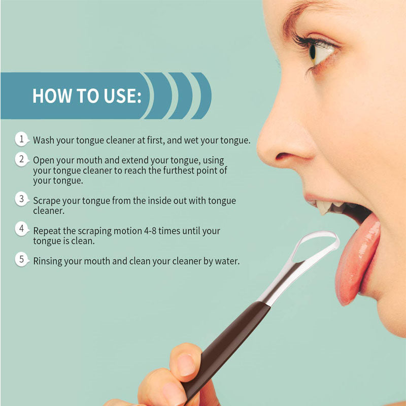 Beakey 4 Pcs Stainless Steel Tongue Scrapers for Clean Tongue Beauty Tools-F