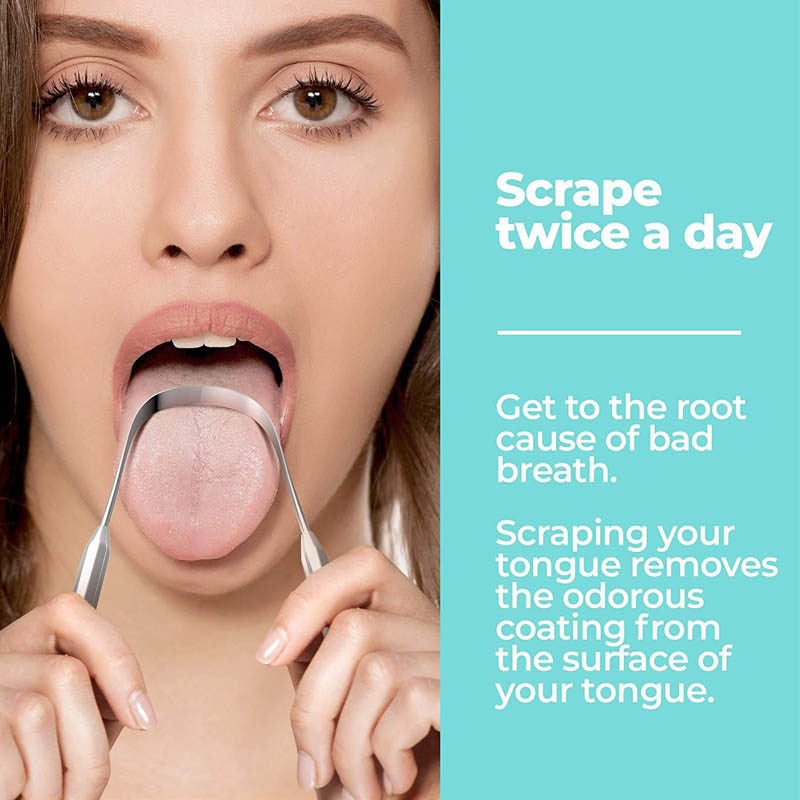 Beakey 4 Pcs Stainless Steel Tongue Scrapers for Clean Tongue Beauty Tools-F