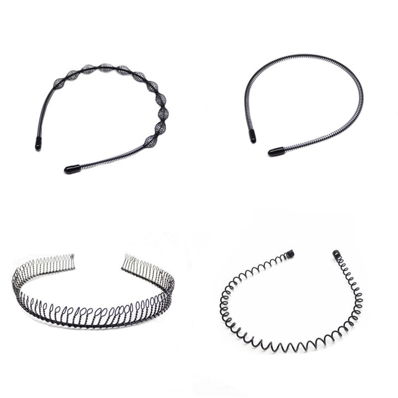 Beakey 4 Pack Hair Band Metal Wavy Headband for Washing Face Sports-A