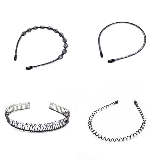 Beakey 4 Pack Hair Band Metal Wavy Headband for Washing Face Sports-A