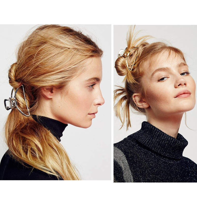 Beakey 4PCS Large Metal Hair Claw Clips Crescent Shape Hairpins for Women Thick Hair-A