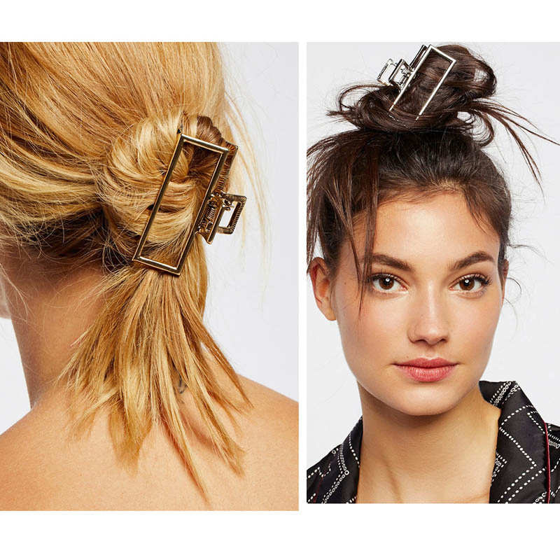 Beakey 4PCS Large Metal Hair Claw Clips Rectangle Hairpins for Women Thick Hair-B