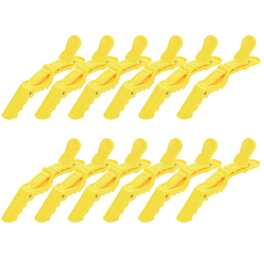 Beakey 12 Pcs Women Styling Hairclip Durable Alligator Plastic Hair Sectioning Clips-Yellow