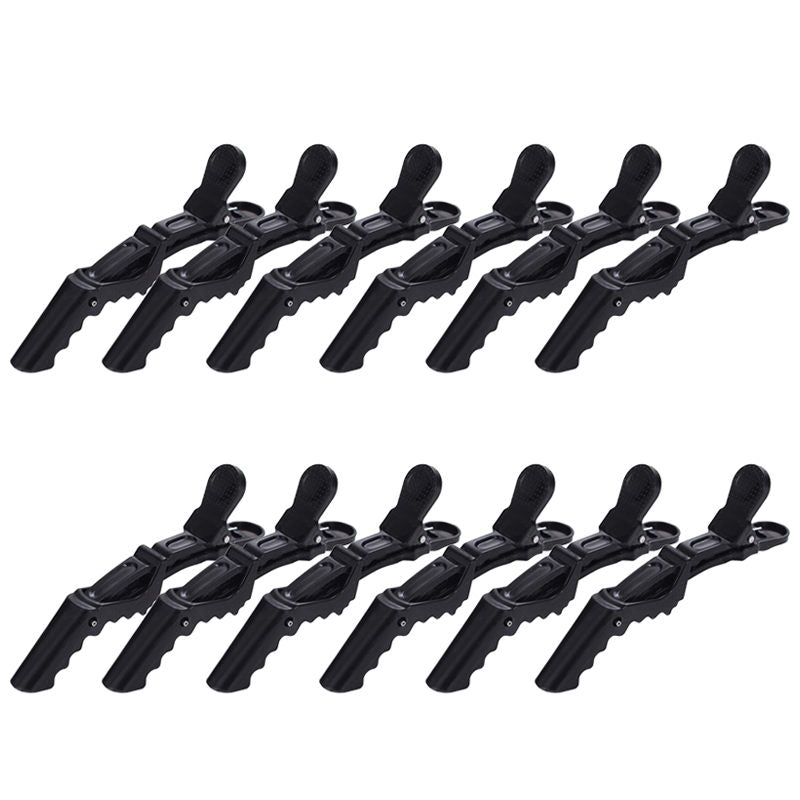 Beakey 12 Pcs Women Styling Hairclip Durable Alligator Plastic Hair Sectioning Clips-Black