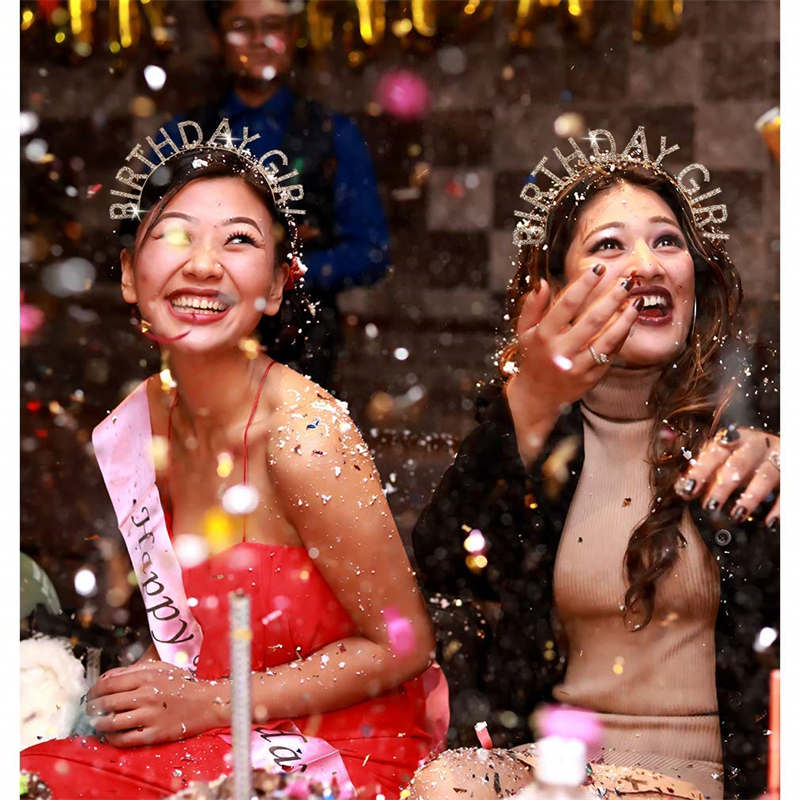 Beakey Birthday Girl Tiara Princess Crown Rhinestone Headband-Champagne