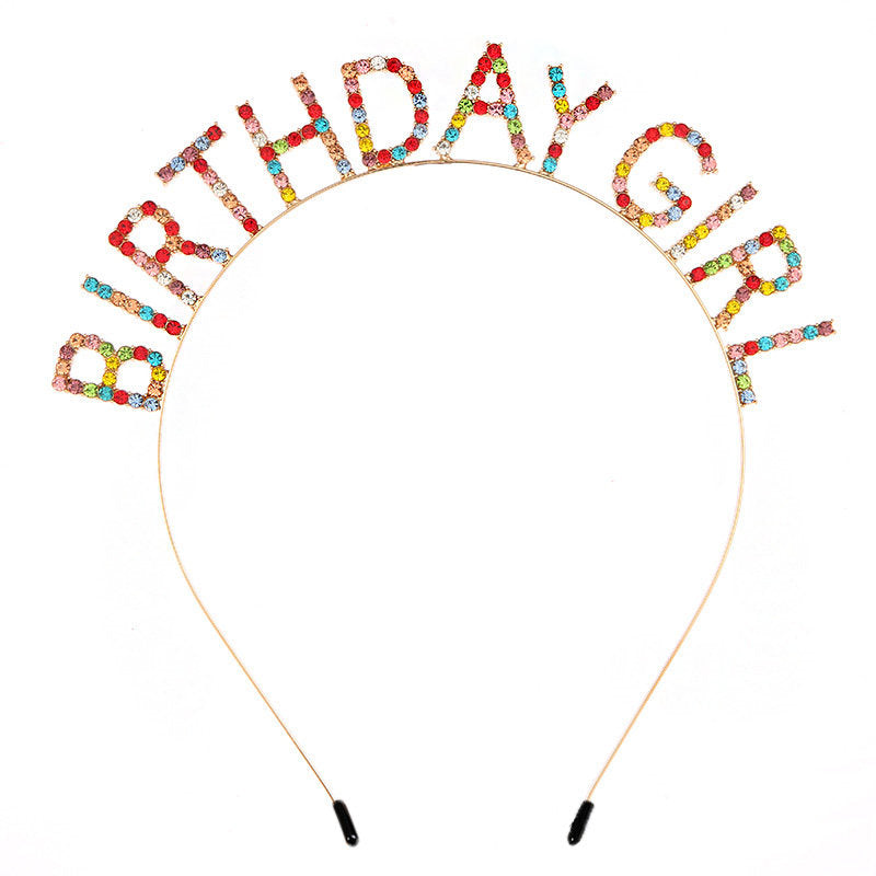 Beakey Birthday Girl Tiara Princess Crown Rhinestone Headband-Colorful