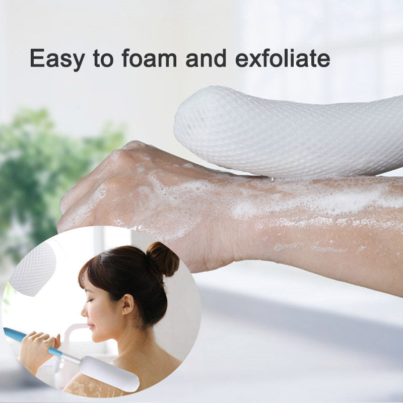 Beakey Long Anti-Slip Curve Handled Bath Body Brush Exfoliate Bath Brush-Blue