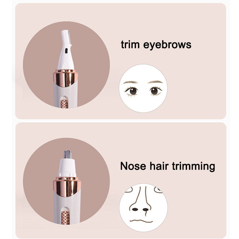 Beakey 4 in 1 Electric Razor for Women Eyebrow Nose Face Legs Underarms Portable Bikini Trimmer