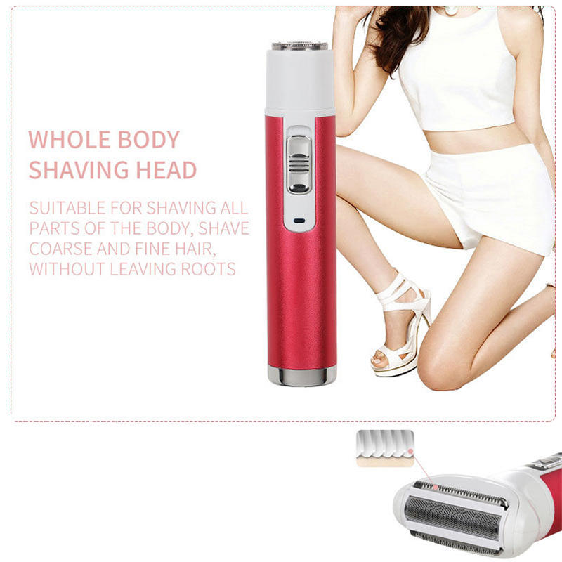Beakey 5-in-1 Ladies Shaver USB Rechargeable Multifunctional Trimming Set-Red