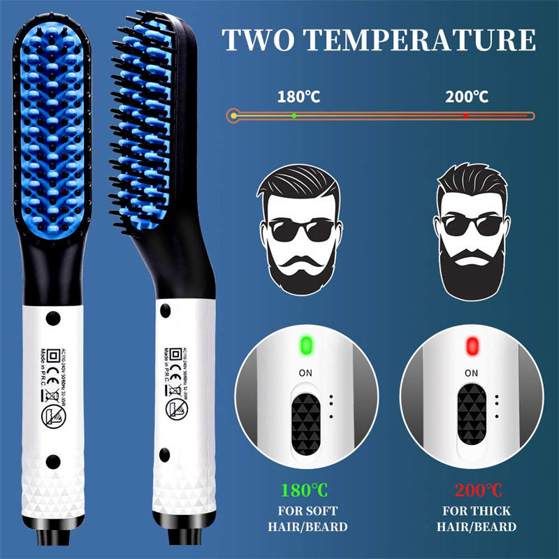 Beakey Beard Straightener for Men Quick Heated Styling Comb for Travel and Home-Blue