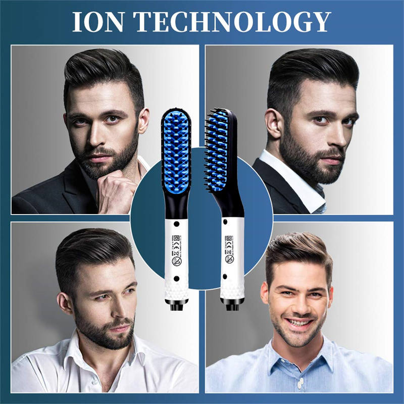 Beakey Beard Straightener for Men Quick Heated Styling Comb for Travel and Home-Blue