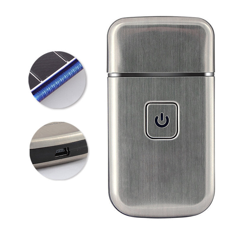 Beakey Mens Mini Electric Razor Cordless USB Charging Travel Portable Face Trimmer-Silver