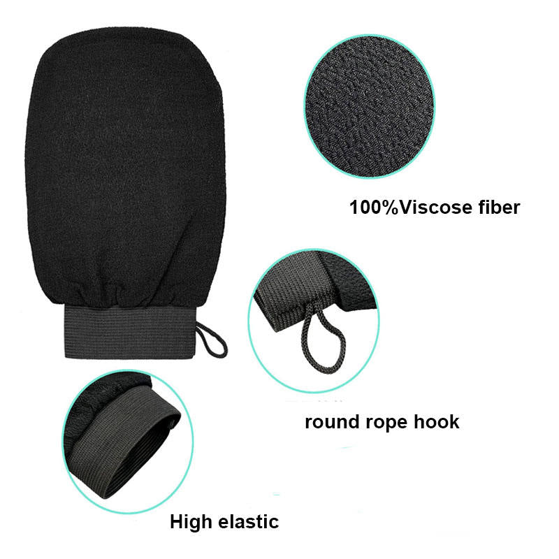 Beakey 2 Pieces  Body Exfoliating Bath Gloves at Home Scrubber Lift Away Dead Skin Bumps-Black