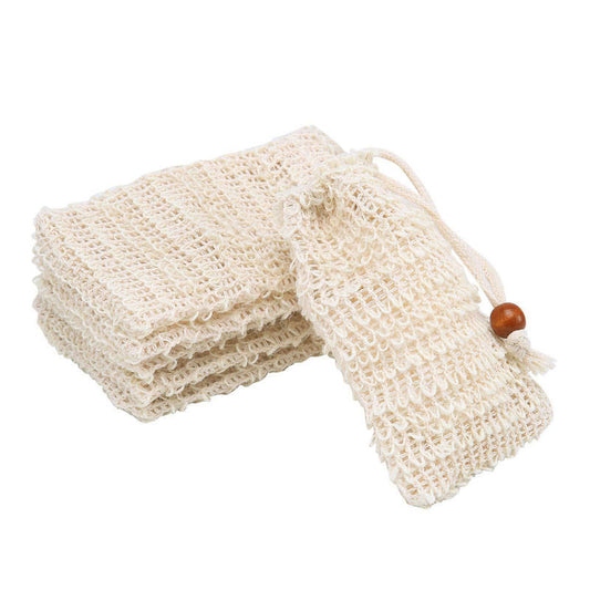 Beakey 5 Pack Soap Saver Bag Natural Sisal Exfoliating Soap Pouch for Shower-BeigeZhuZi