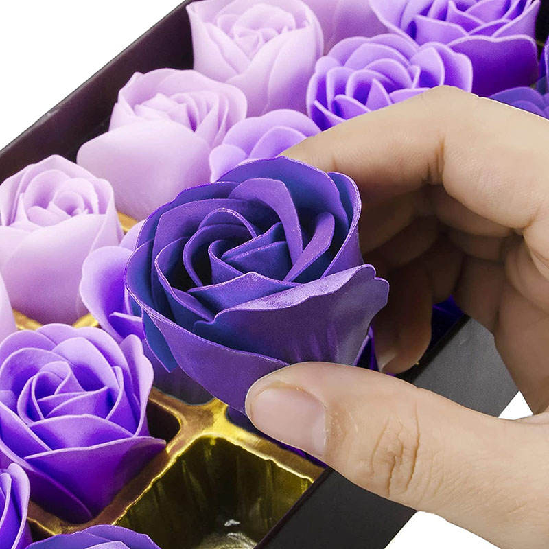 Beakey Floral Scented Bath Soap Rose Set Flower Petals for Girl Moms-Purple