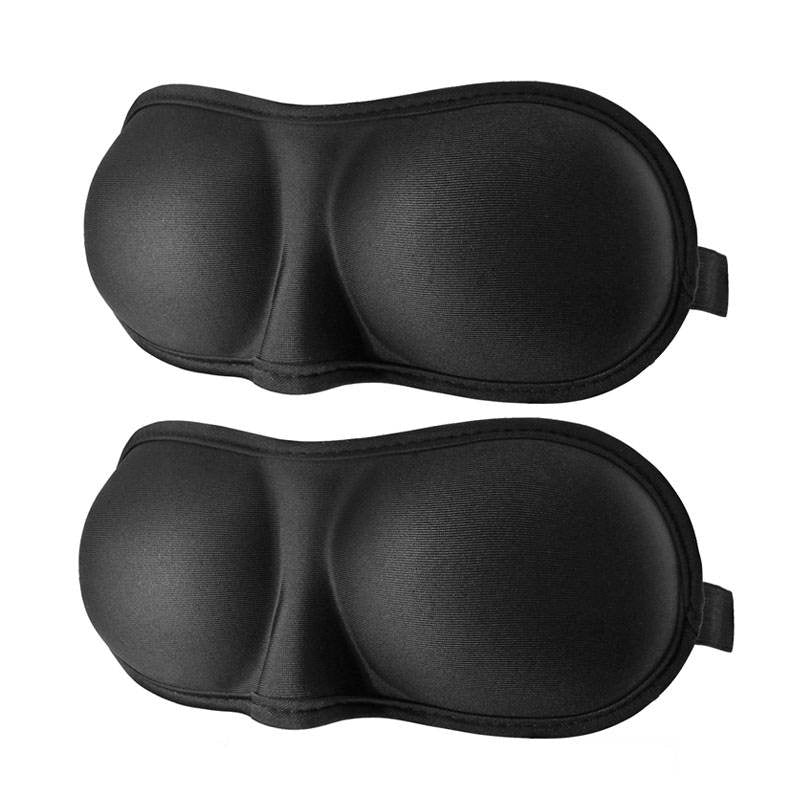 Beakey 2 Pack 3D Contoured Washable Eye Mask for Sleeping with Adjustable Strap-Black