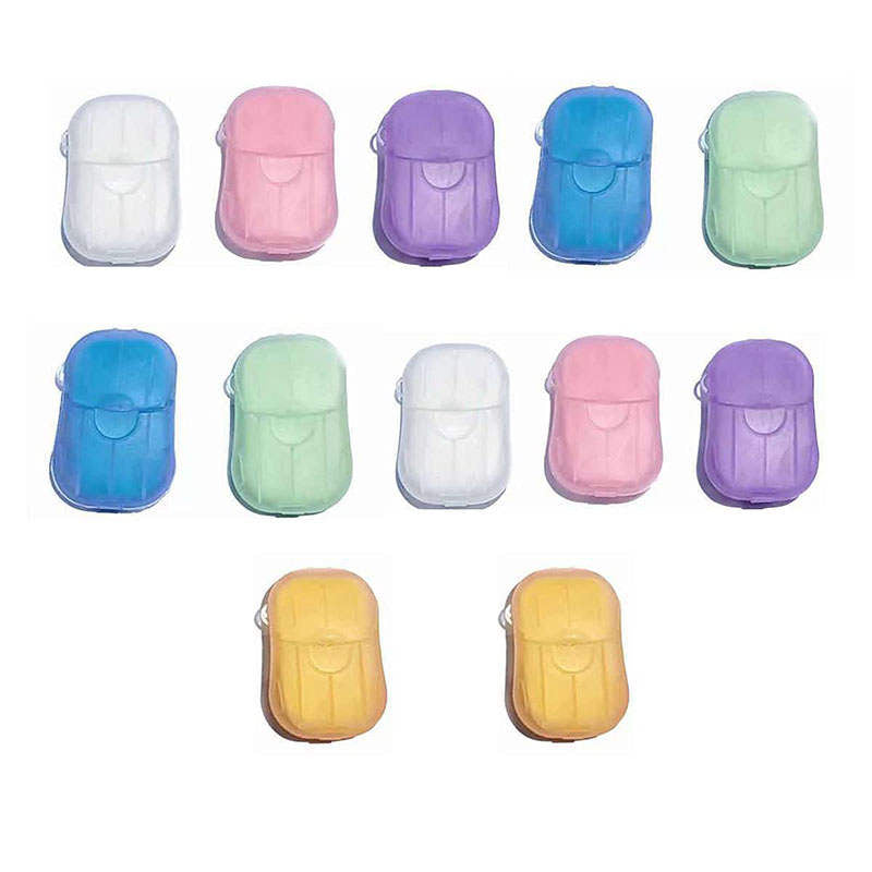 Beakey 12 Packs Portable Soap Paper Sheets Disposable Travel Scented Bath Slice Sheet-Multicolour