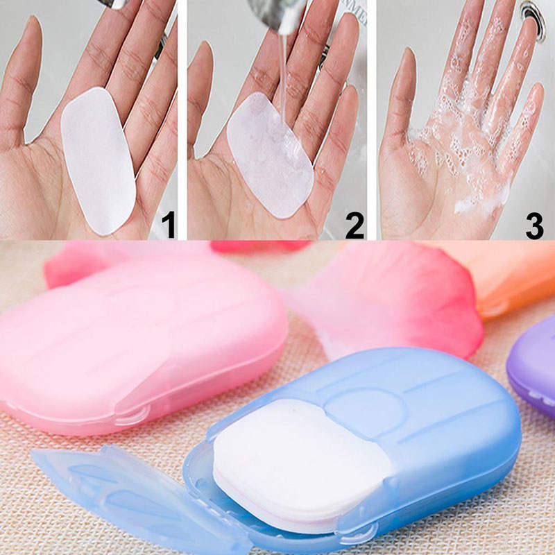 Beakey 5 Packs Portable Disposable Travel Washing Hand Bath Soap Sheets-Multicolour