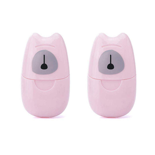 Beakey 2 Packs Mini Portable Travel Soap Paper Sheets Disposable Hand Washing-Pink