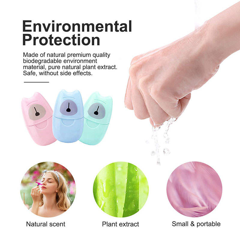 Beakey 3 Packs Mini Portable Travel Soap Paper Sheets Disposable Hand Washing-Pink