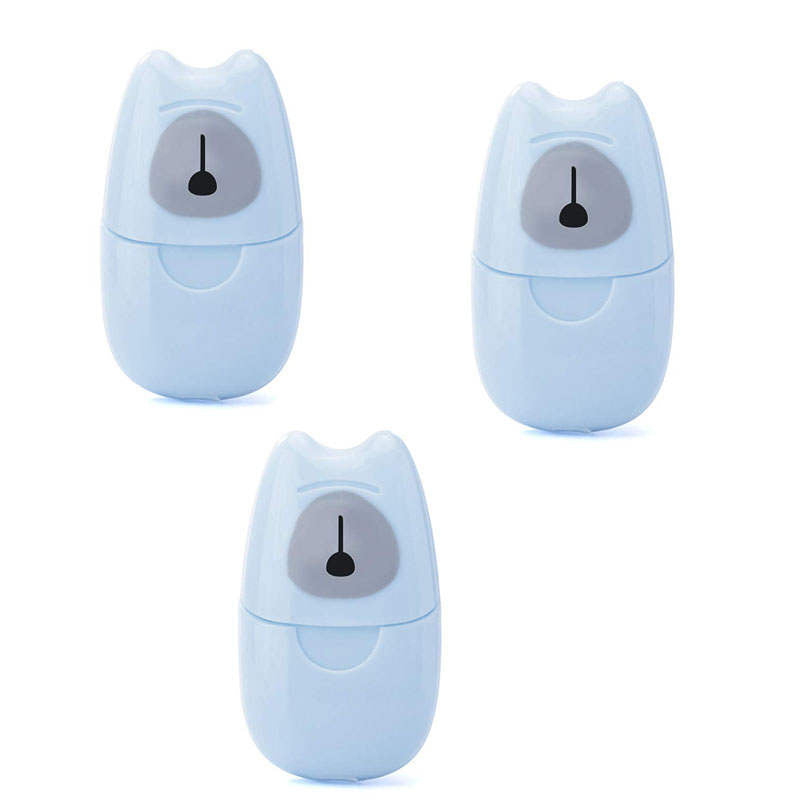 Beakey 3 Packs Mini Portable Travel Soap Paper Sheets Disposable Hand Washing-Blue