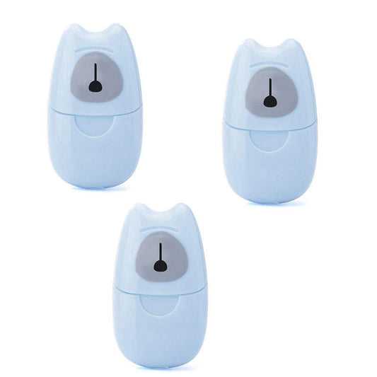 Beakey 3 Packs Mini Portable Travel Soap Paper Sheets Disposable Hand Washing-Blue