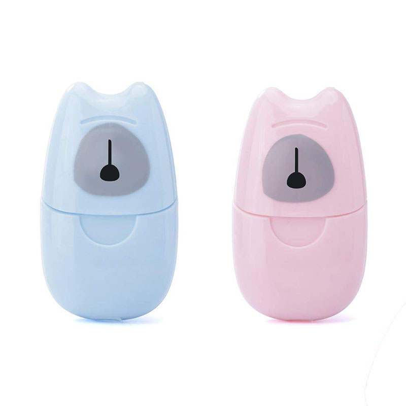 Beakey 2 Packs Mini Portable Travel Soap Paper Sheets Disposable Hand Washing-PinkBlue