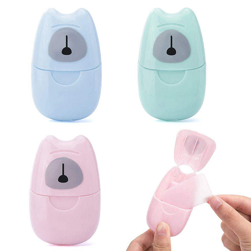 Beakey 3 Packs Mini Portable Travel Soap Paper Sheets Disposable Hand Washing-BlueGreenPink