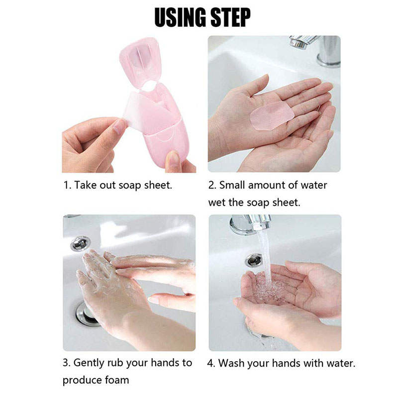 Beakey 3 Packs Mini Portable Travel Soap Paper Sheets Disposable Hand Washing-BlueGreenPink