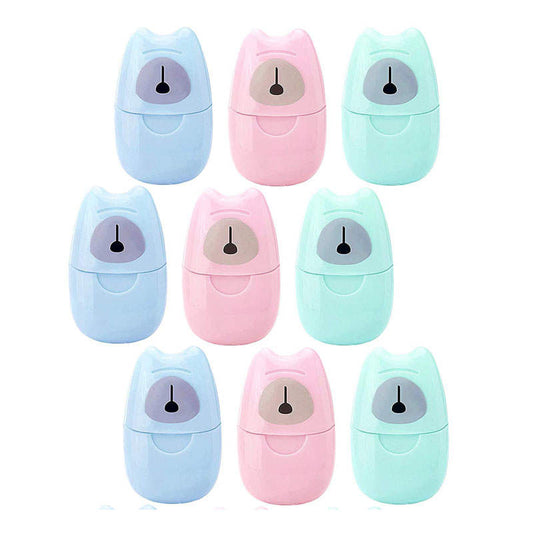 Beakey 9 Packs Mini Portable Travel Soap Paper Sheets Disposable Hand Washing-BlueGreenPink