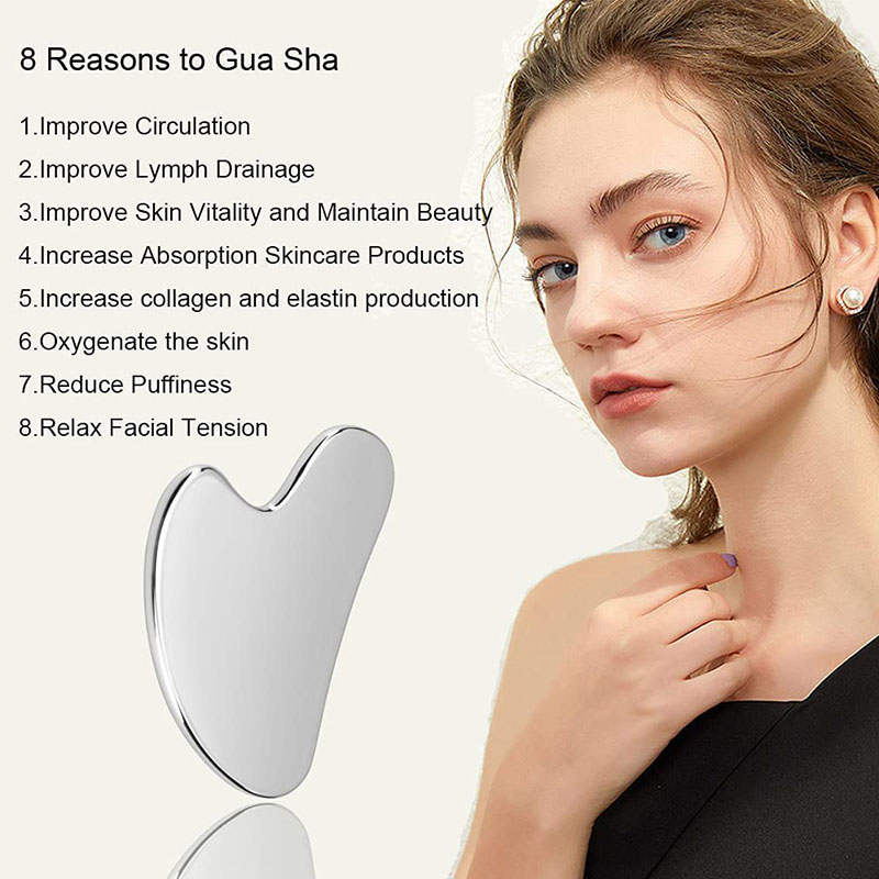 Beakey Pure Stainless Steel Gua Sha Facial Tools for Toxins Prevents Wrinkles
