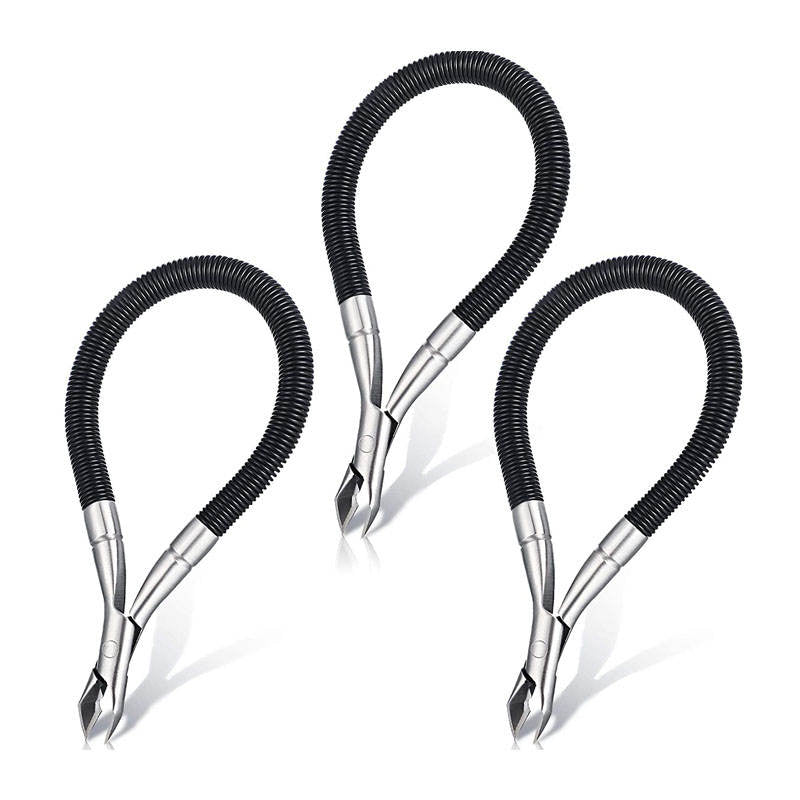Beakey 3 Pieces Spring Nails Cuticle Trimmer Stainless Steel Remover Dead Skin -Black