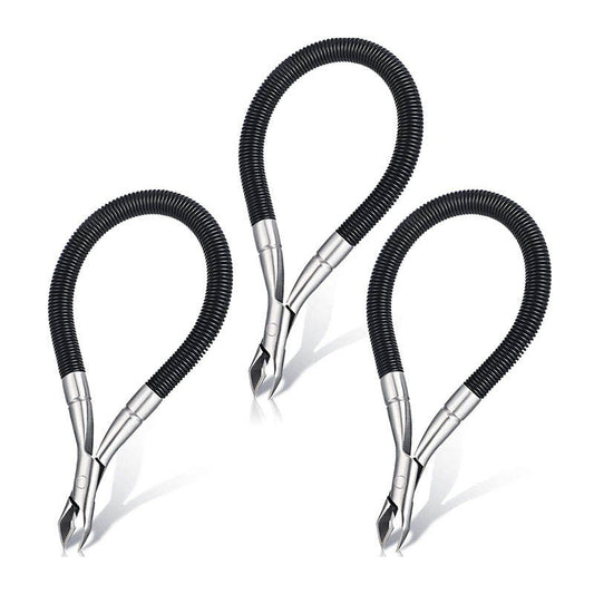 Beakey 3 Pieces Spring Nails Cuticle Trimmer Stainless Steel Remover Dead Skin -Black