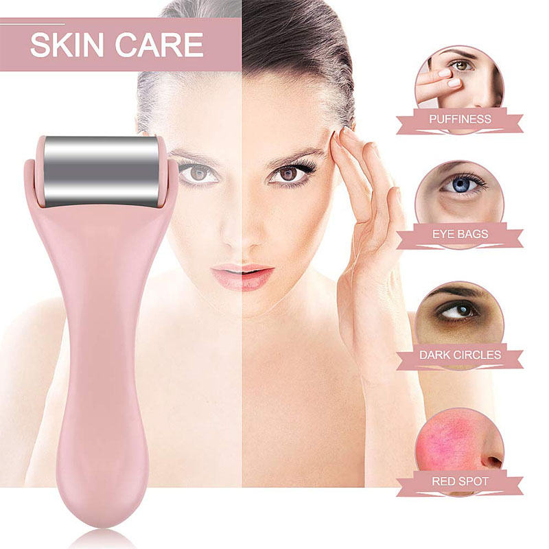 Beakey Ice Roller Stainless Steel Massager for Face & Eye-Pink