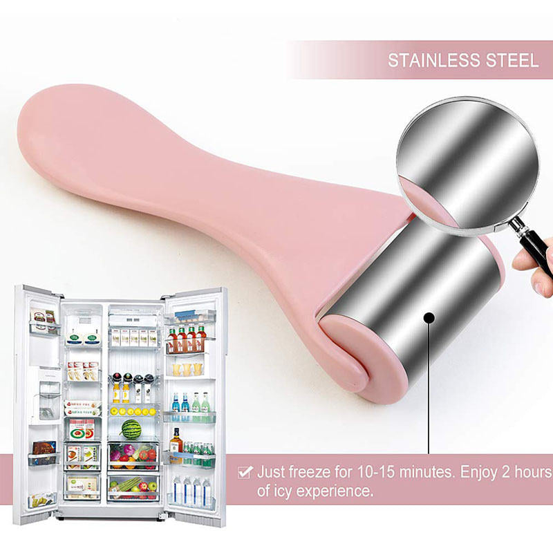 Beakey Ice Roller Stainless Steel Massager for Face & Eye-Pink