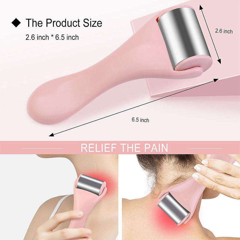 Beakey Ice Roller Stainless Steel Massager for Face & Eye-Pink