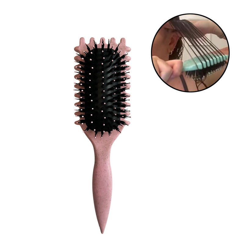 Beakey Bounce Curl Defining Brush With Ridges Styling Brush for Detangling Shaping-Pink